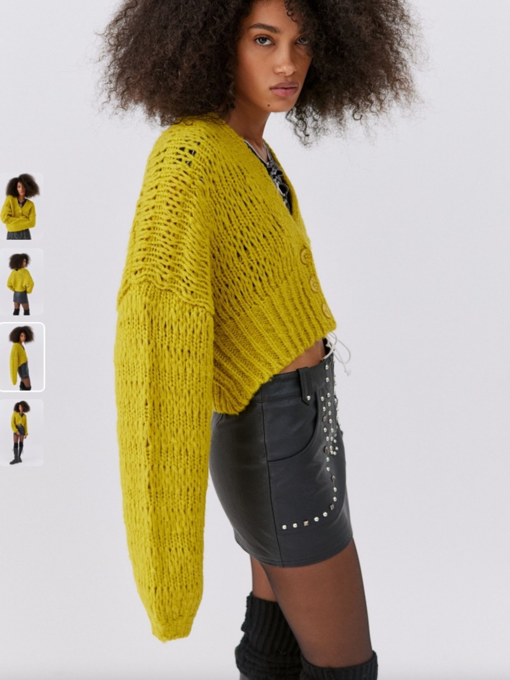 Urban Outfitters UO Nuuly Sydney Cropped Chunky Balloon Sleeve Cardigan - Picture 2 of 5